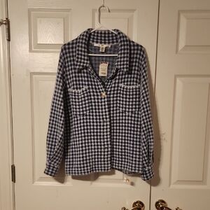 Max Studio Blue and White Checkered Jacket